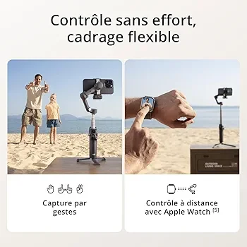 DJI Osmo Mobile 7P , Stabilisateur Nacelle, Android, Suivi natif, Éclairage, Nacelle pour téléphone à 3 axes, Lancement rapide, Édition en un seul clic,Barre d’extension et trépied intégrés