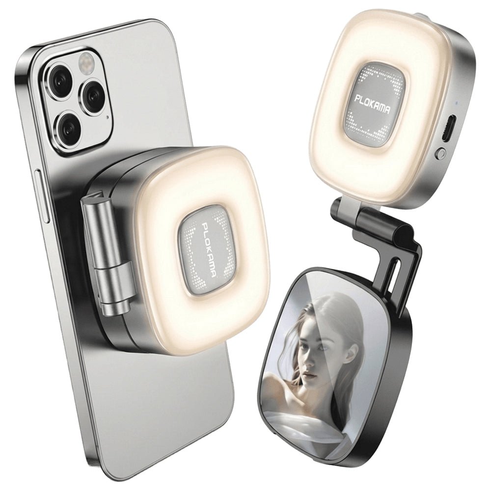 📸✨ PLOKAMA ML-50 pro– LAMPE SELFIE MAGNÉTIQUE 3-EN-1 AVEC MIROIR & SUPPORT TÉLÉPHONE ! 💄📱