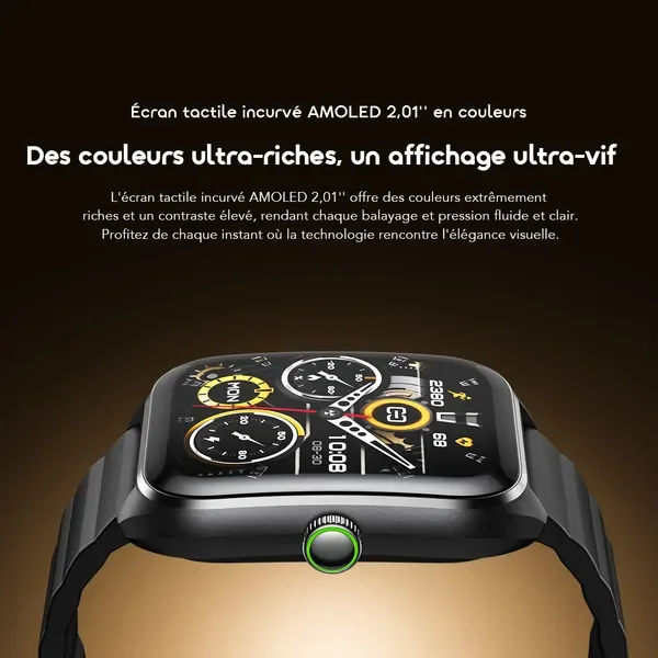 oraimo Watch Nova 2 Montre connectée à écran tactile incurvé AMOLED IP68 de 2,01 pouces