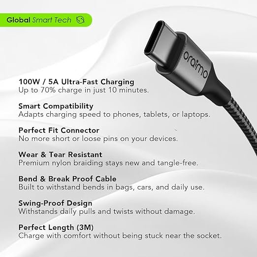 Oraimo PlusLine | OCD-173CC | C to C 100W – 3M