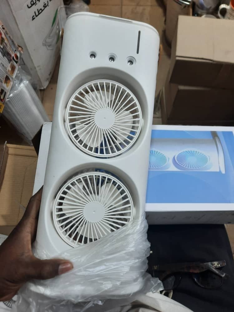 VENTILATEUR DOUBLE AVEC BRUMISATEUR RECHARGEABLE