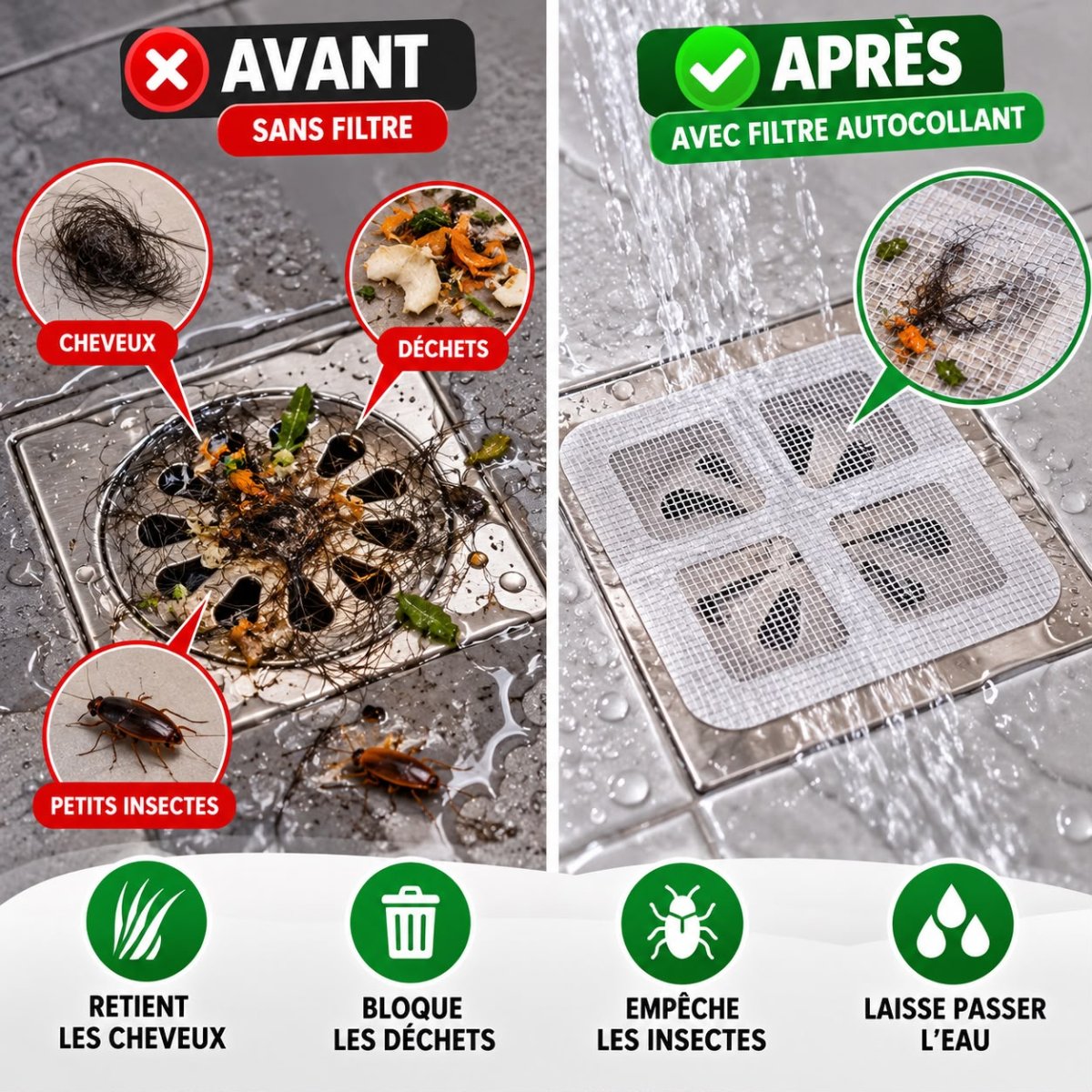FILTRE AUTOCOLLANT POUR ÉVACUATION