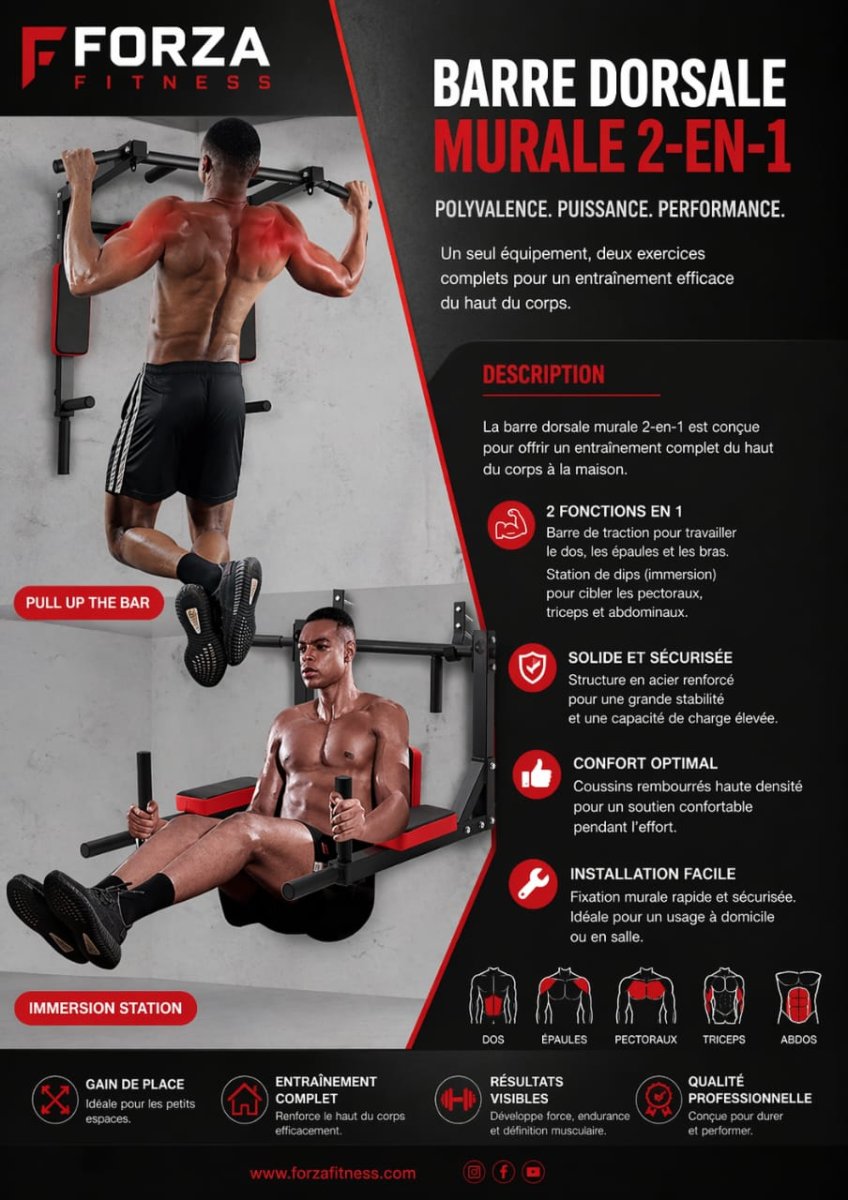 BARRE MURALE 2 EN 1 – MUSCULATION À DOMICILE