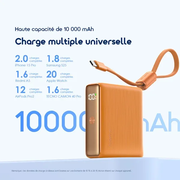 Oraimo PowerNova L11 Batterie externe 10 000 mAh 22,5 W