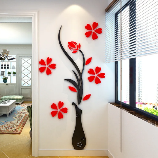 Acrylique 3D fleur stickers muraux pour maison