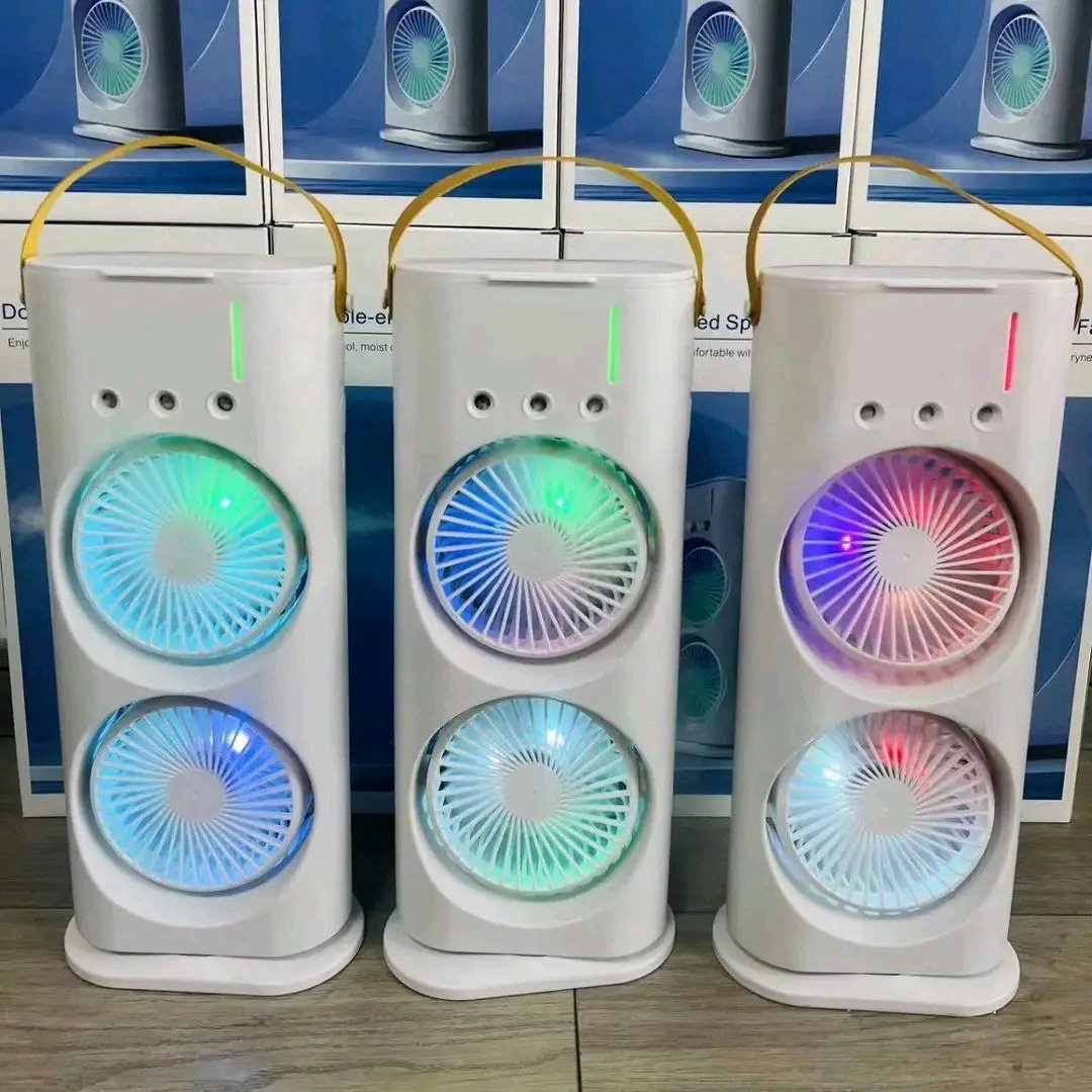Ventilateur Double avec Brumisateur Rechargeable