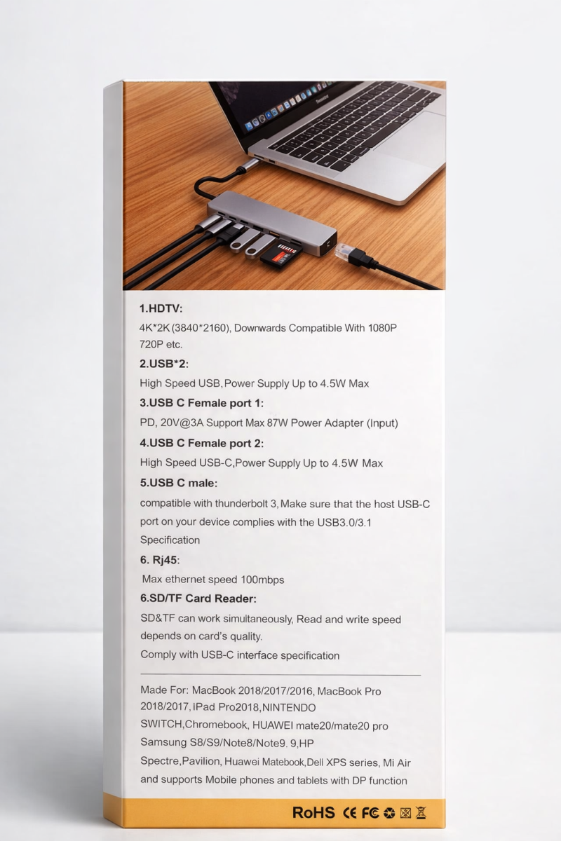 Hub USB-C Multifonction 8 en 1 Premium