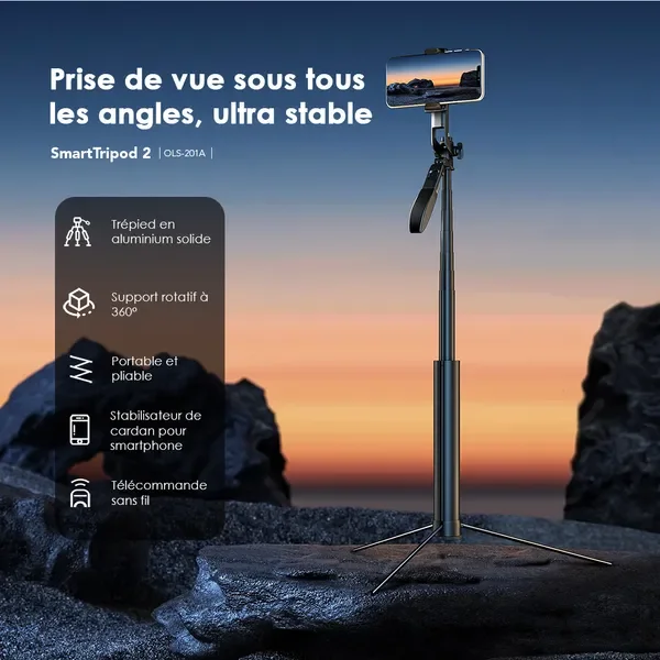 Stabilisateur à cardan pour trépied oraimo SmartTripod 2 360°