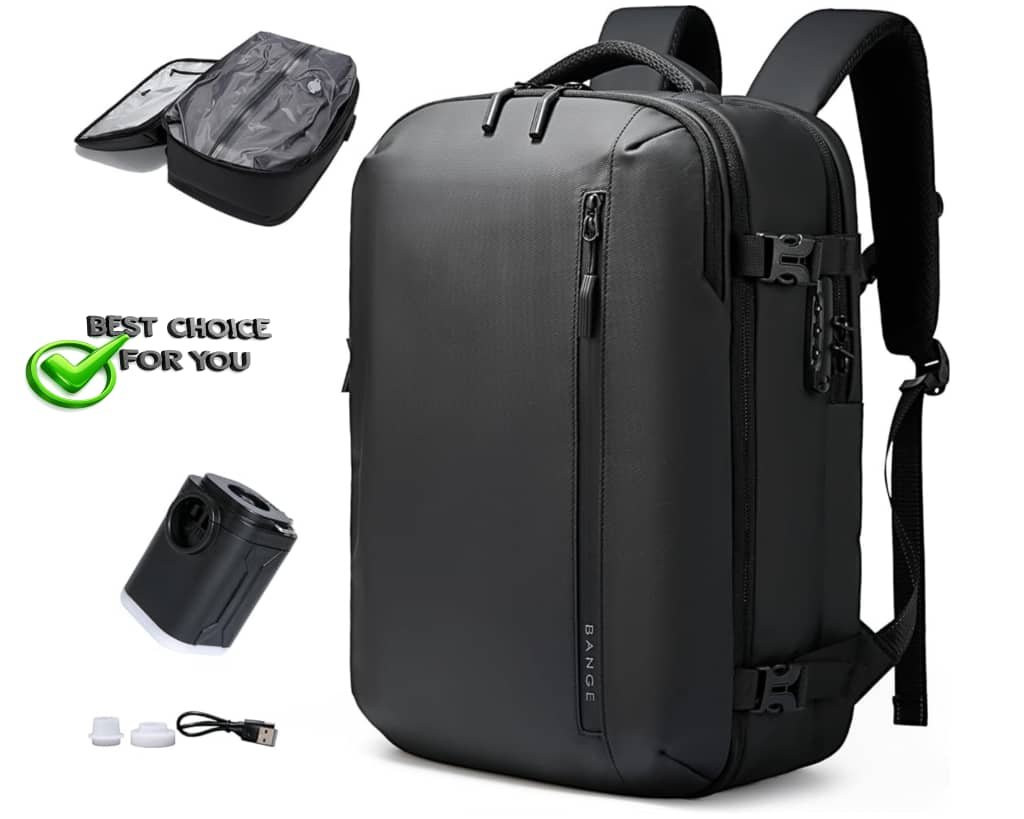 Sac à dos BANGE à système de compression d'air avec balance électronique, sac à dos de voyage extensible pour avions