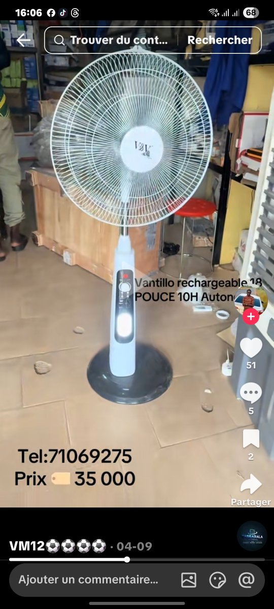 Ventilateur rechargeable