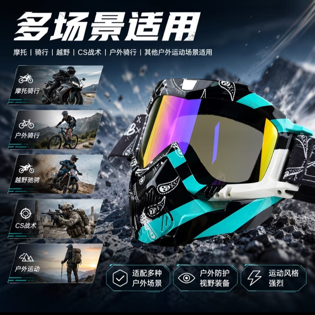 SUR COMMANDE Masque de protection moto tactique avec visière