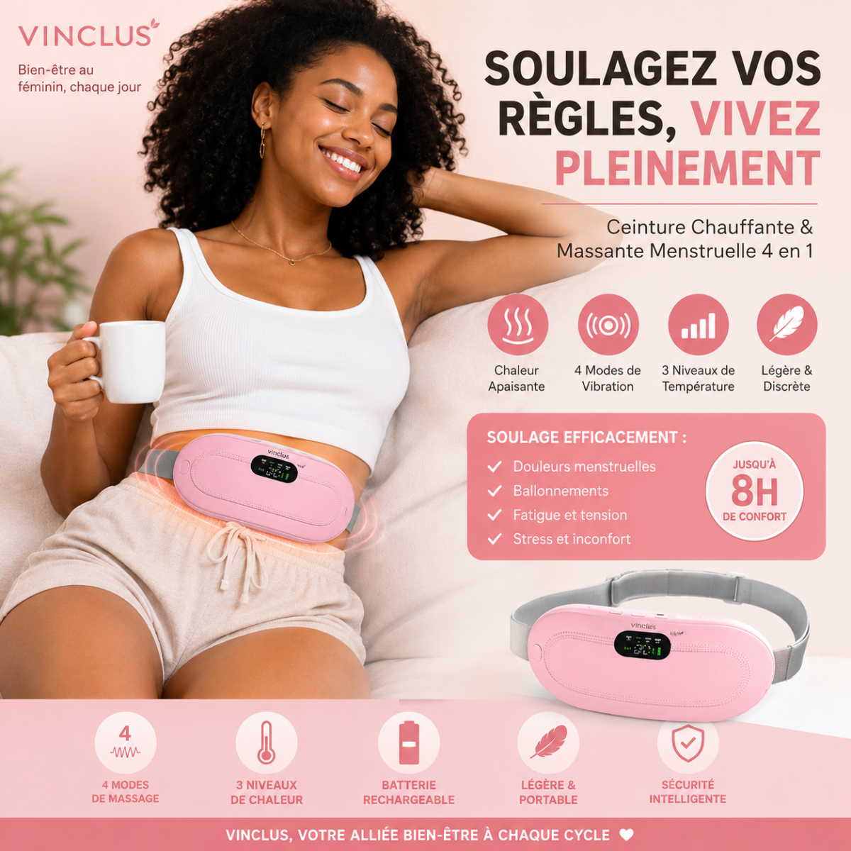 Ceinture chauffante menstruelle de la marque VINCLUS🛍️💯
