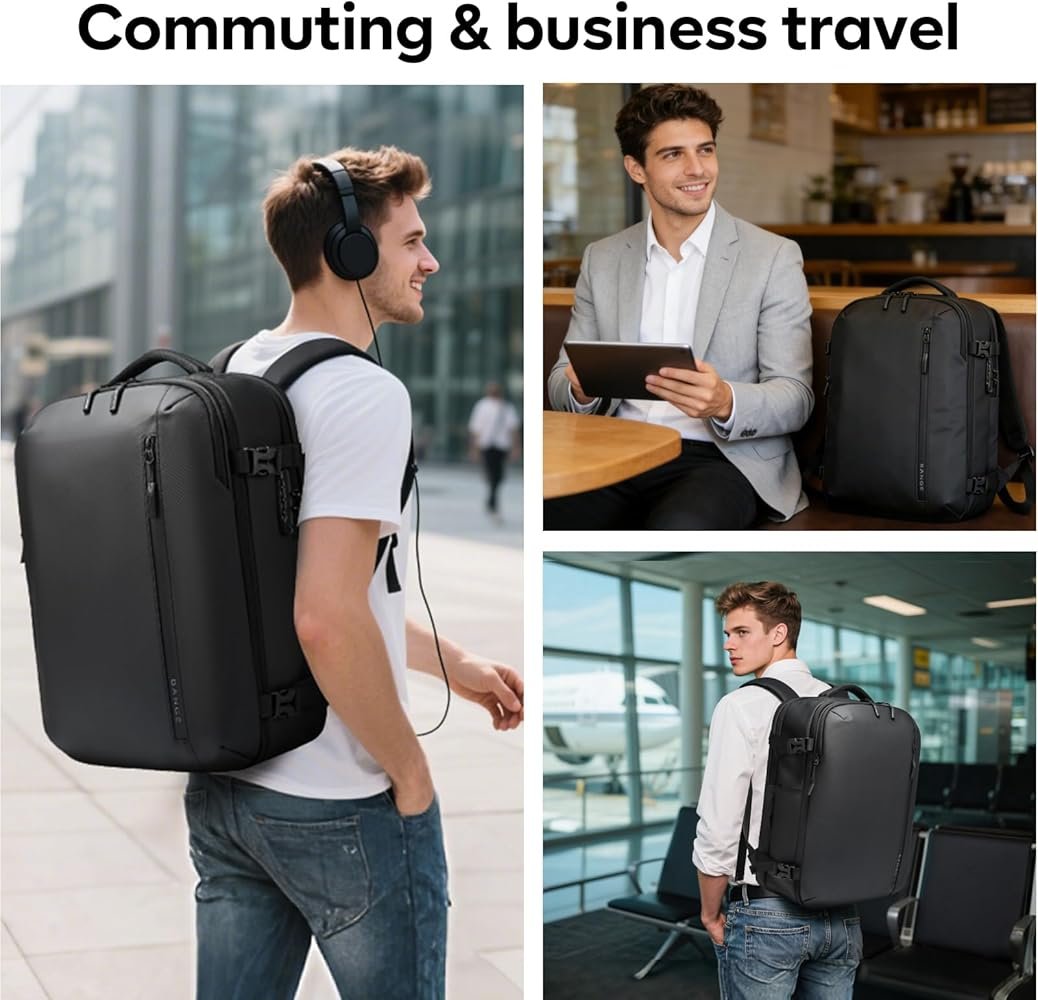 Sac à dos BANGE à système de compression d'air avec balance électronique, sac à dos de voyage extensible pour avions