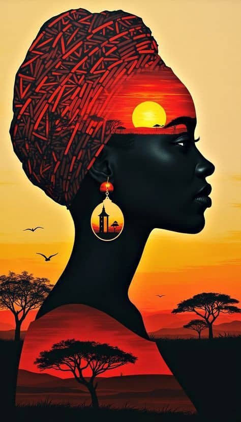 Tableau d'une femme africaine.