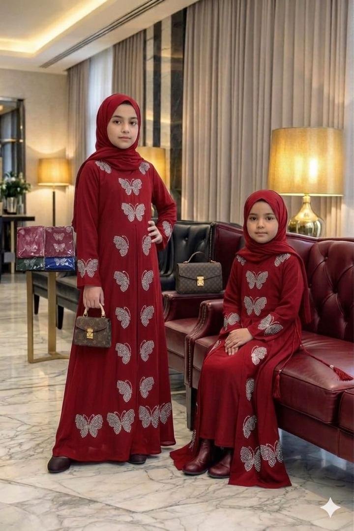 Abaya fille coton age 5 à 11 ans