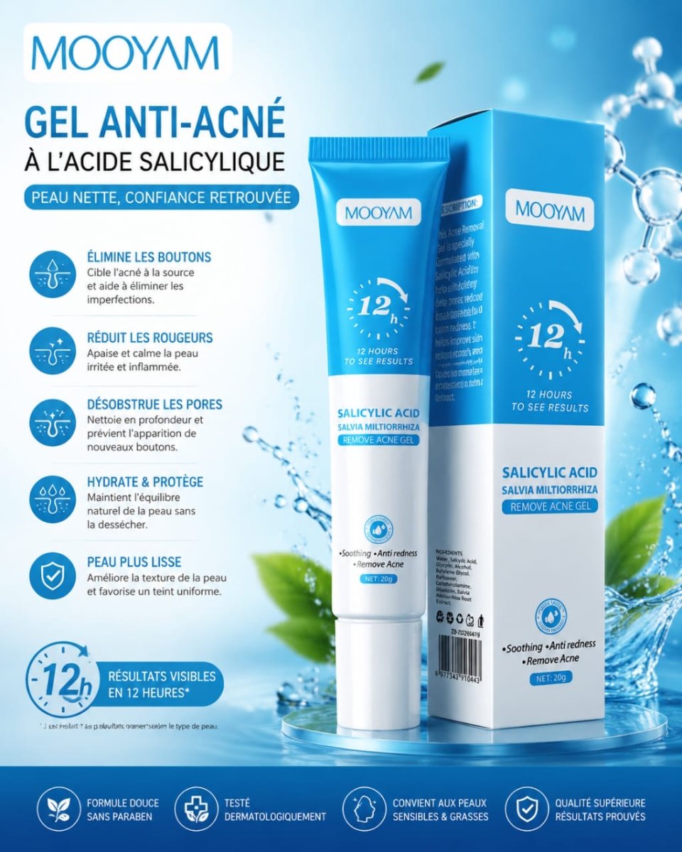 : MOOYAM Gel Anti-Acné à l’Acide Salicylique.