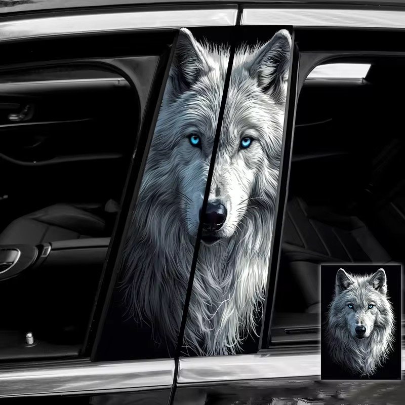 Autocollant de pilier de porte de voiture en PVC imperméable et écologique de haute qualité de la marque Changyuanrong, design animal 3D, 25x50cm, pour vitre de voiture
