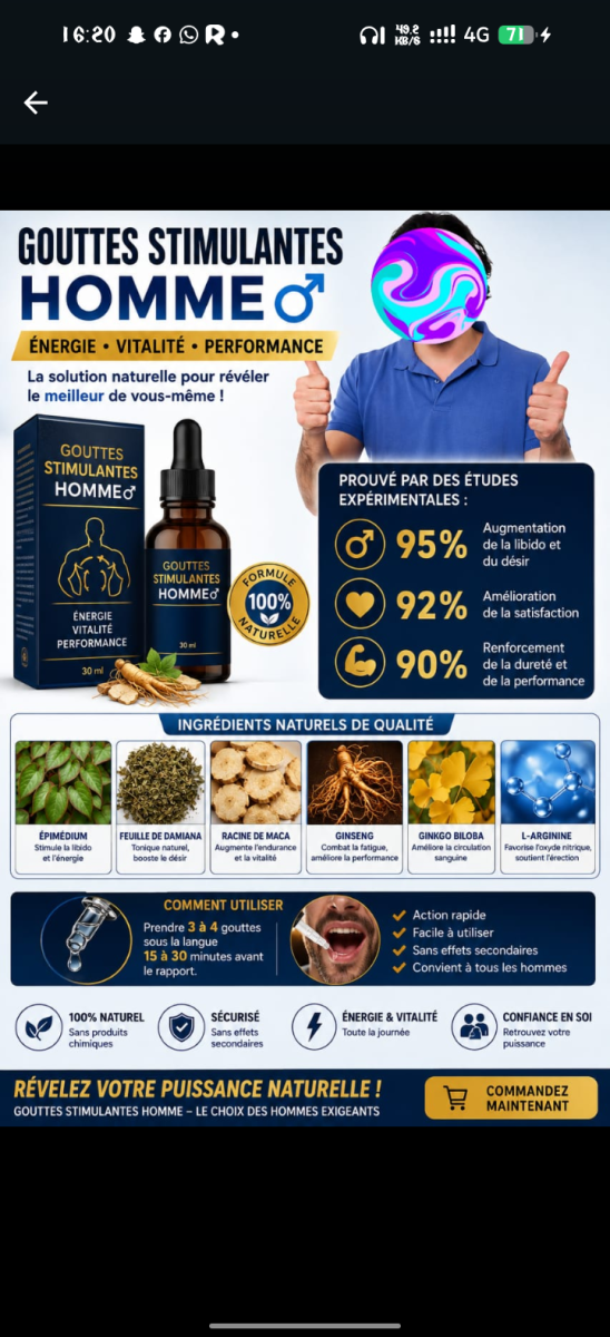 Goute stimulantes pour Homme