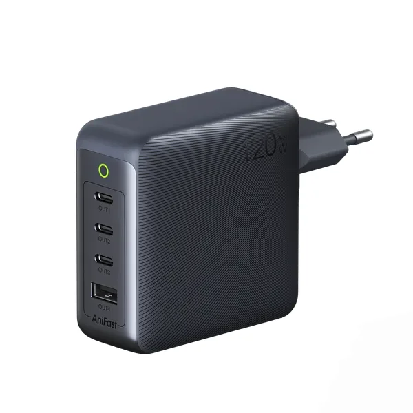 Chargeur USB C 120W, oraimo Chargeur Mural avec 4 Ports（HyperGaN, Chargeur Secteur USB C pour MacBook Pro/Air, iPad Pro, Galaxy S22/S21, Dell XPS 13, Note 20/10+, iPhone 13/Pro, Pixel et Plus