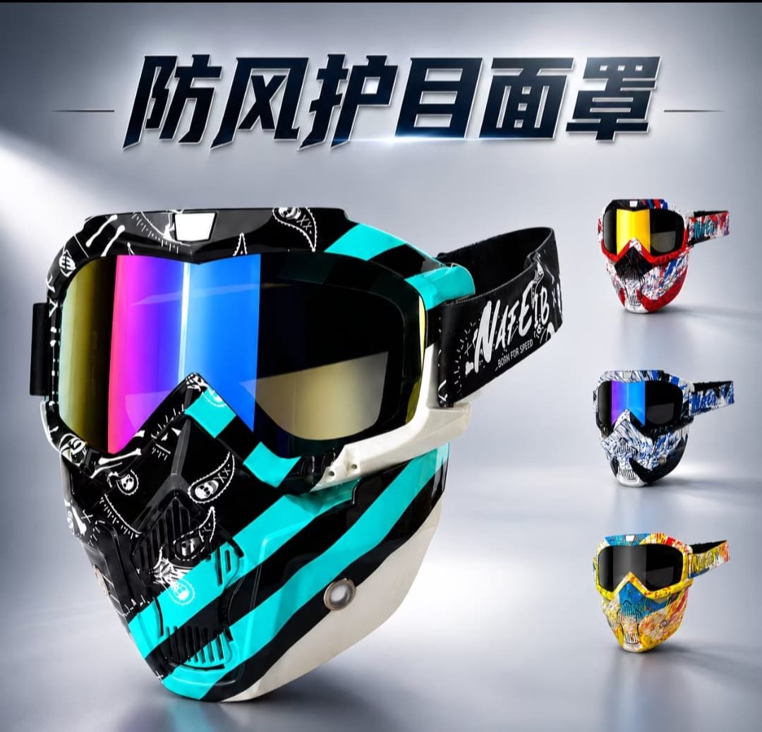 SUR COMMANDE Masque de protection moto tactique avec visière