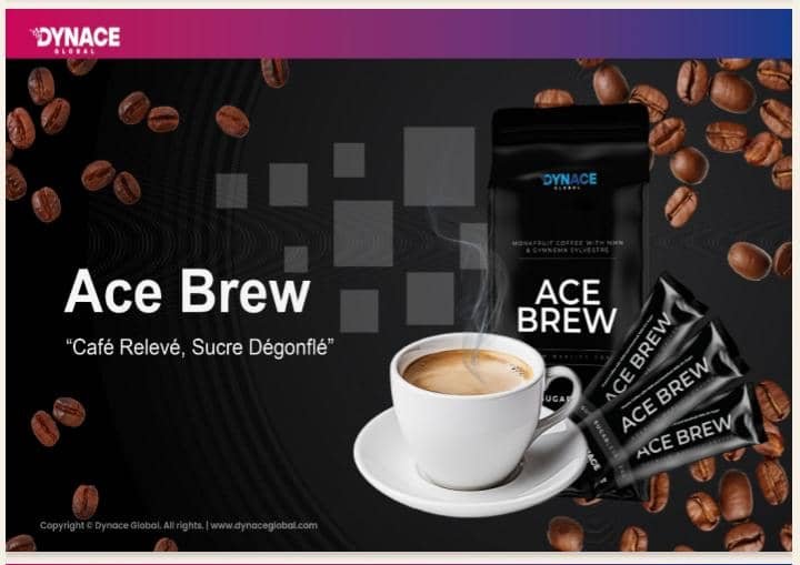 Ace Brune de Dynace Global ! Bien plus qu'un simple café, c'est votre compagnon bien-être au quotidien.