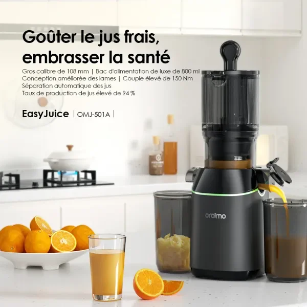 oraimo EasyJuice Extracteur de jus lent de 108 mm de diamètre
