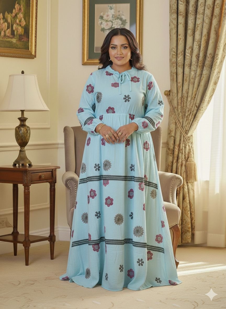 Robe turquoise coton 💯  Taille : L à 3XL