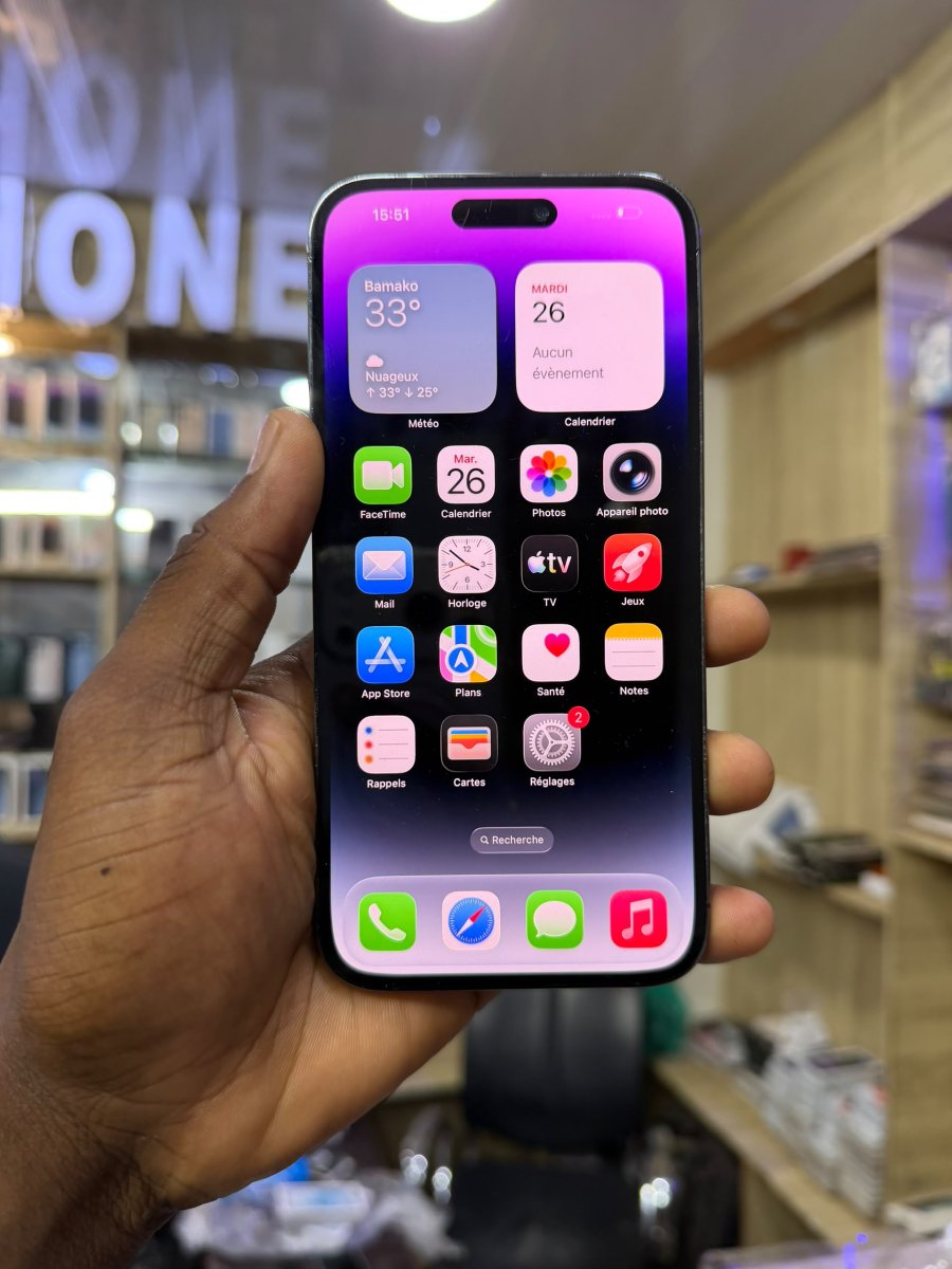 iPhone 📱 14Pro Max 128gb 2SIM Batterie état : 100% impeccable  Aucun défaut très propre ✨👌  *Prix 🏷️ 220.000F*