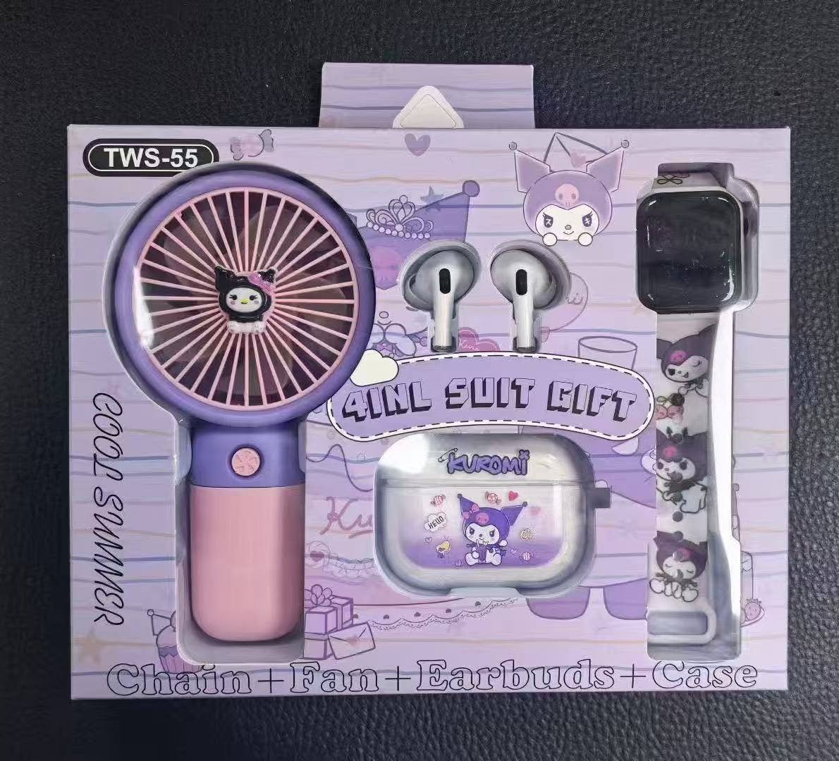 🌬️⌚🎧 Ensemble 3 en 1 – Ventilateur + Écouteurs TWS + Montre Numérique