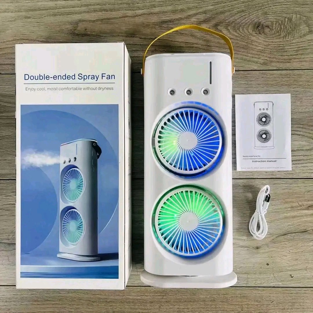 Ventilateur double avec brumisateur rechargeable