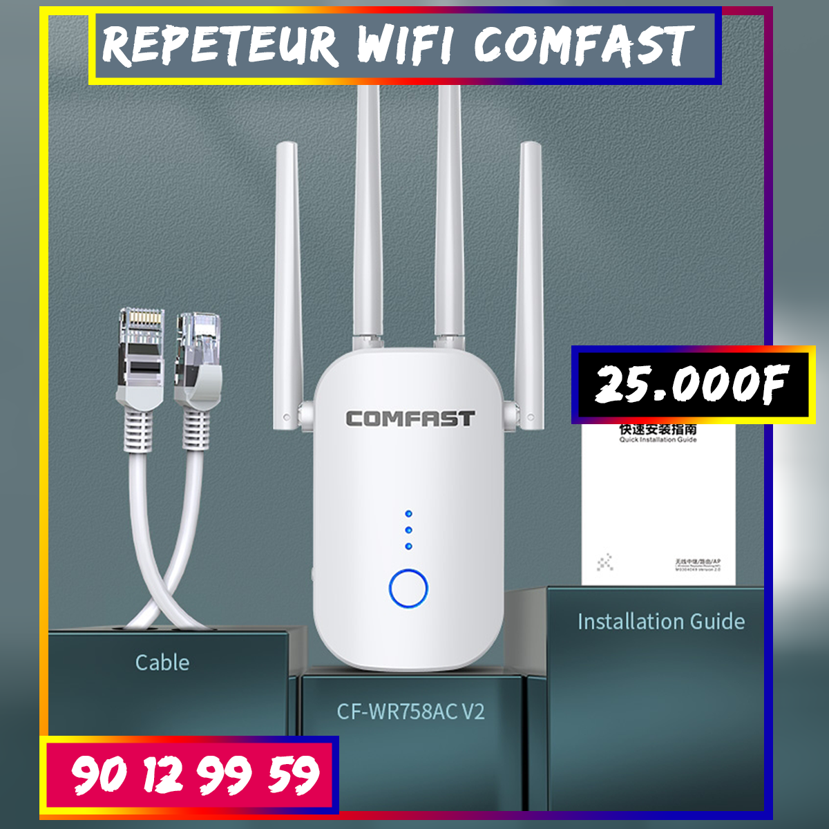 Répéteur Wi-Fi COMFAST, très performant avec 4 antennes, avec une capacité de connexion 4G et 5G