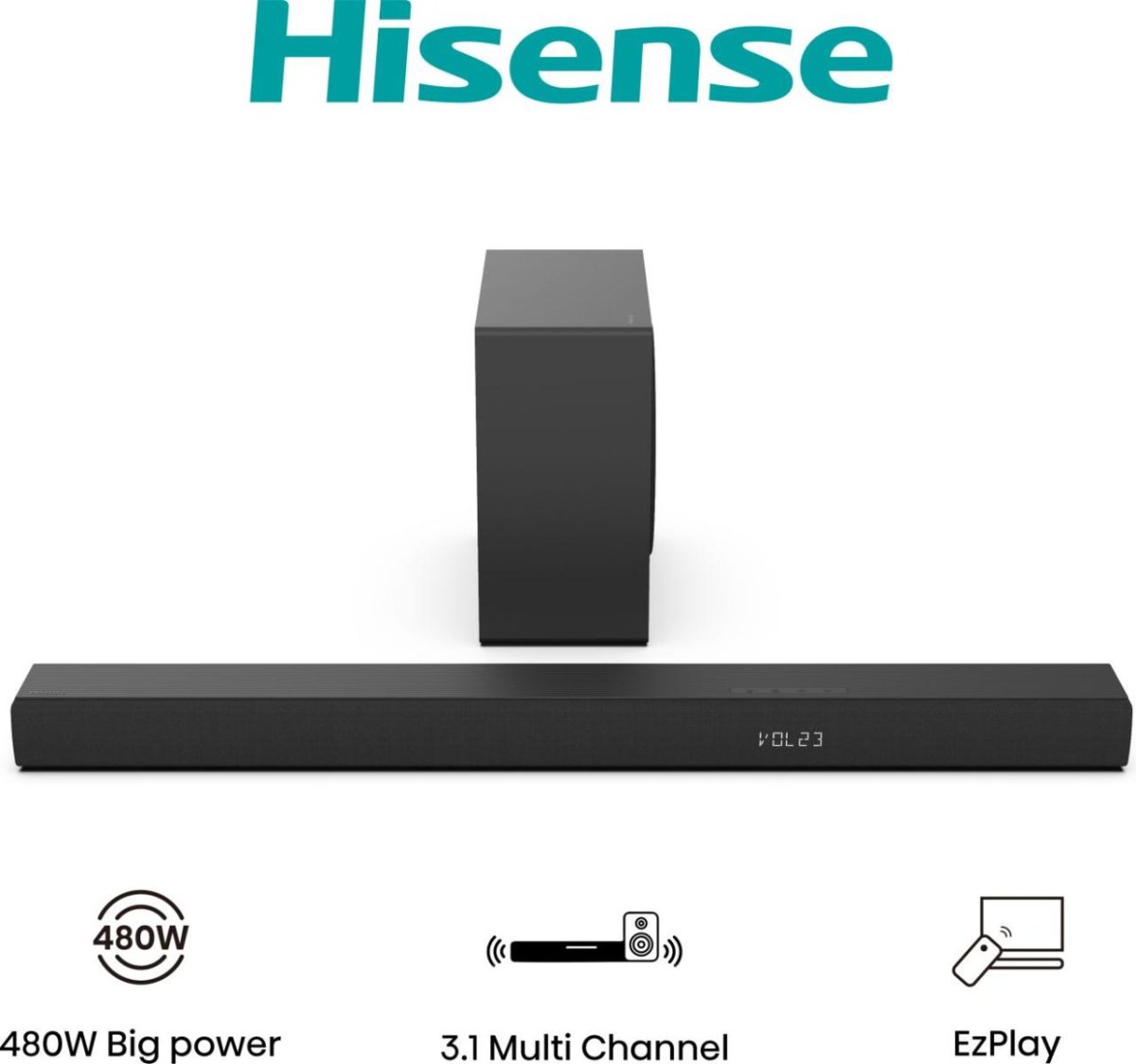 Barre de son 3.1 CH, 480 W Hesense