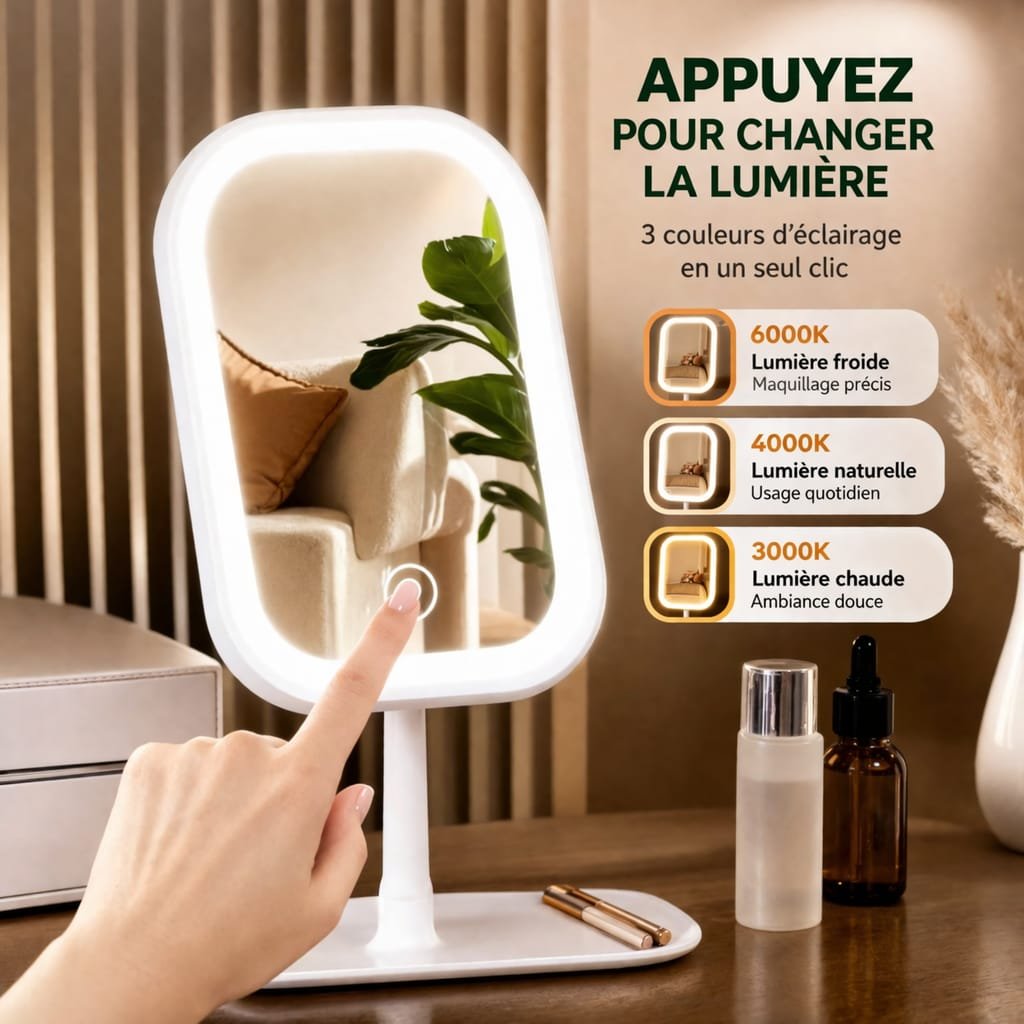 MIROIR DE MAQUILLAGE LED – BEAUTÉ PARFAITE