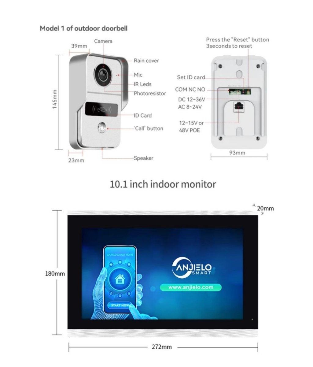 Tuya-Sonnette intelligente Wi-Fi 10 pouces, interphone vidéo IP numérique, visiophone pour  appartement et maison, plusieurs pièces, 1080P