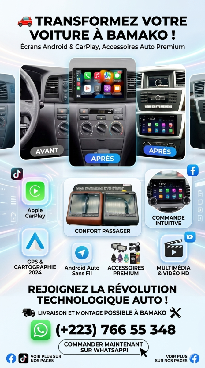 🔥 Offre spéciale écrans Android + CarPlay à Bamako !