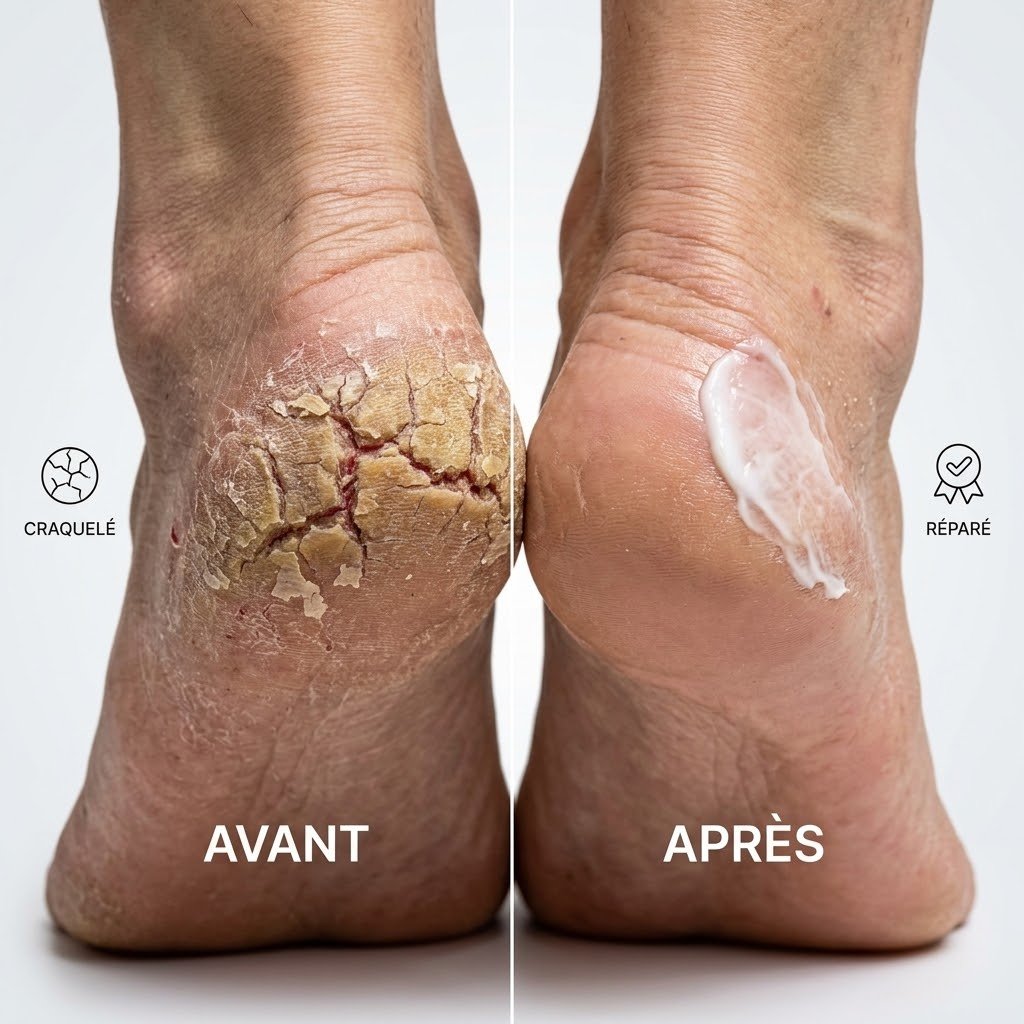 Crème hydratante pour les pieds fendillés et les mains