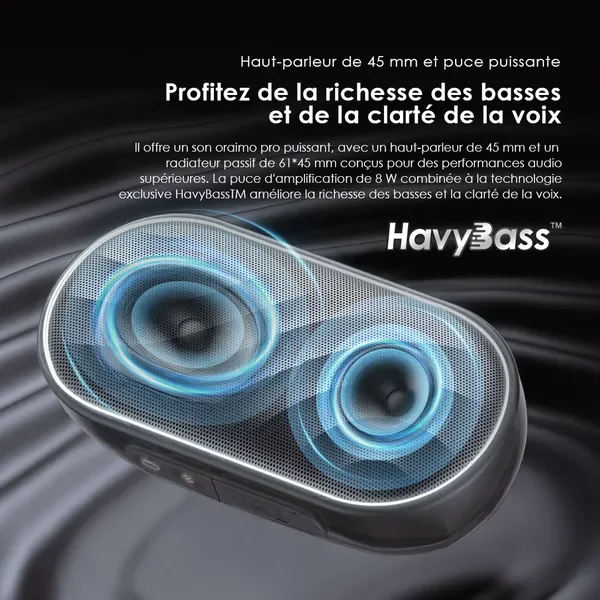 Oraimo SpaceBox Haut-parleur avec FM, lumières personnalisables, égaliseur