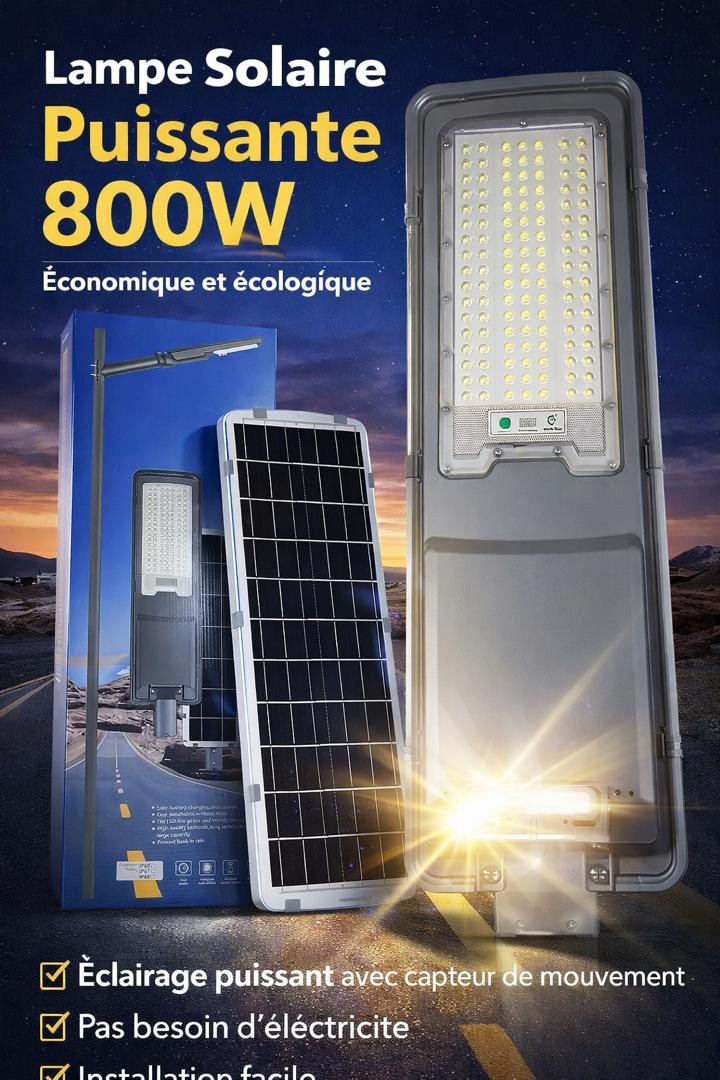 Lampadaire solaire 800w