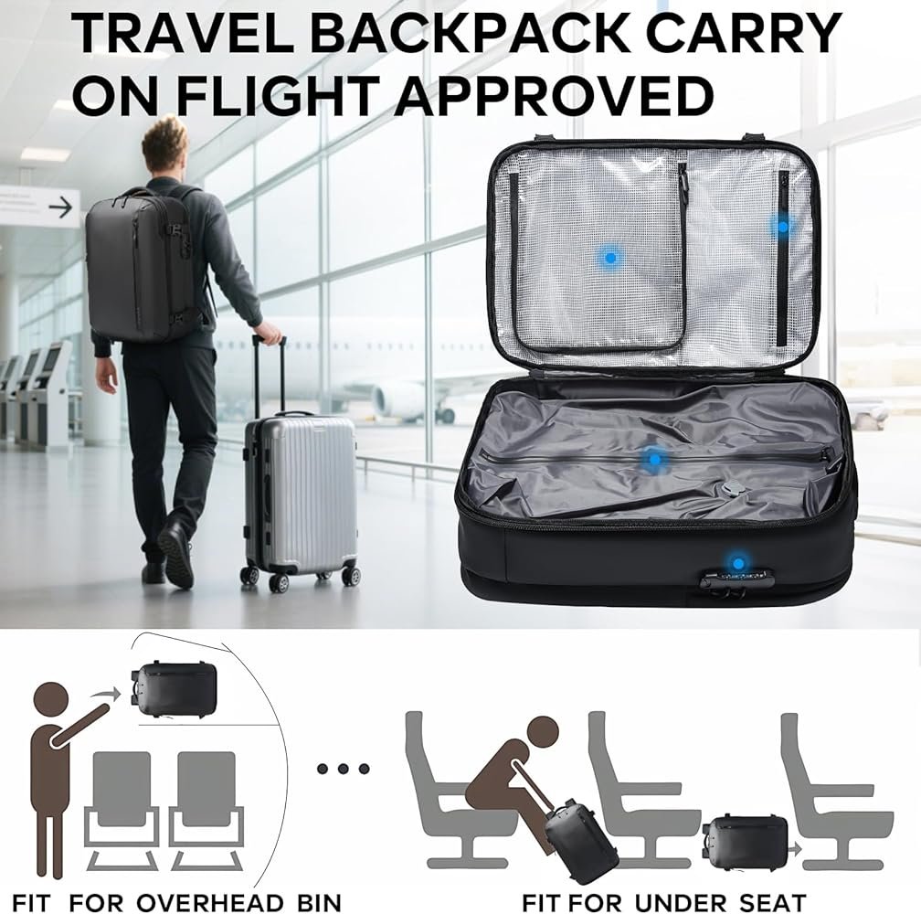 Sac à dos BANGE à système de compression d'air avec balance électronique, sac à dos de voyage extensible pour avions