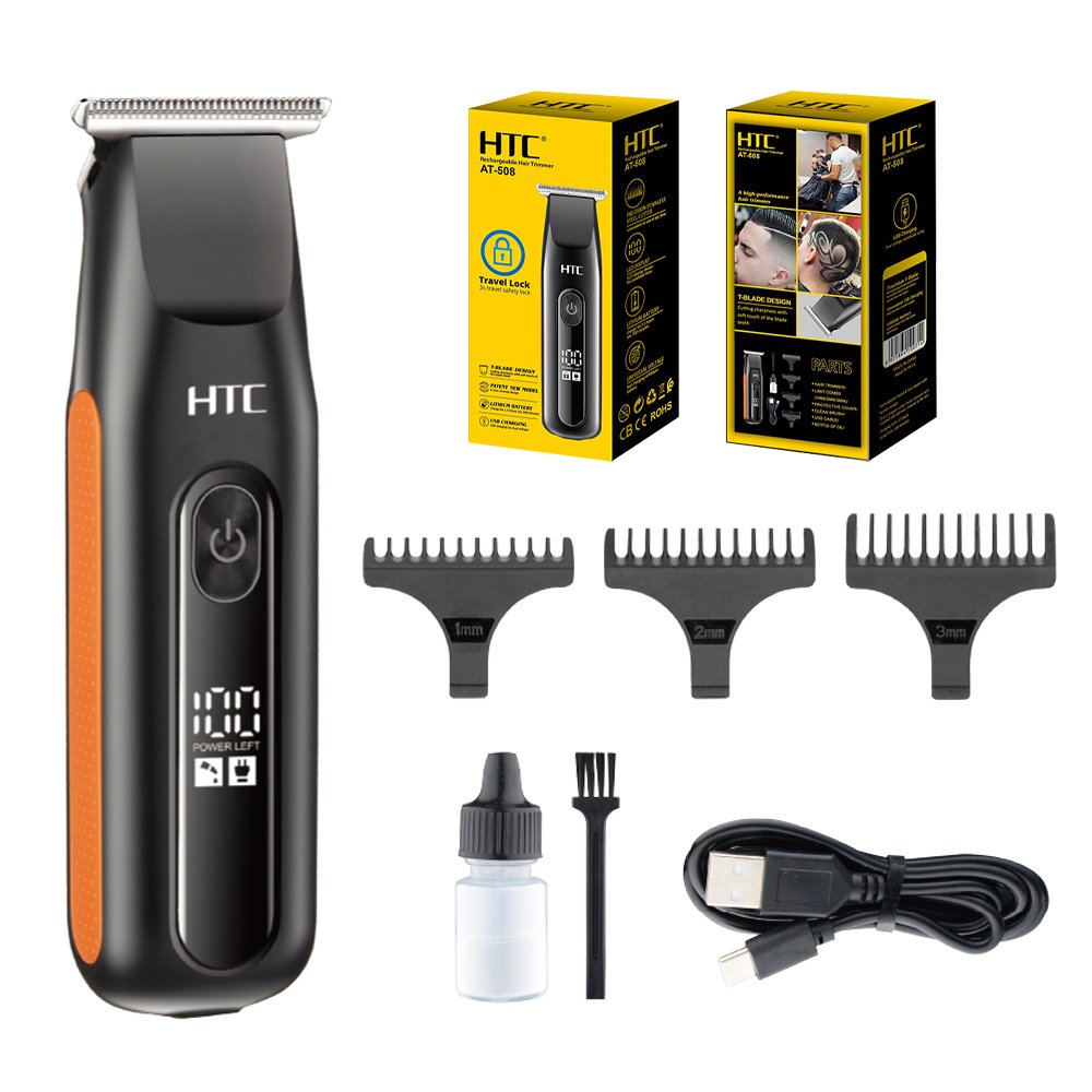 ✂️🔥 HTC AT-508 – TONDEUSE DE PRÉCISION SANS FIL | ÉCRAN NUMÉRIQUE & LAME EN T 💈⚡