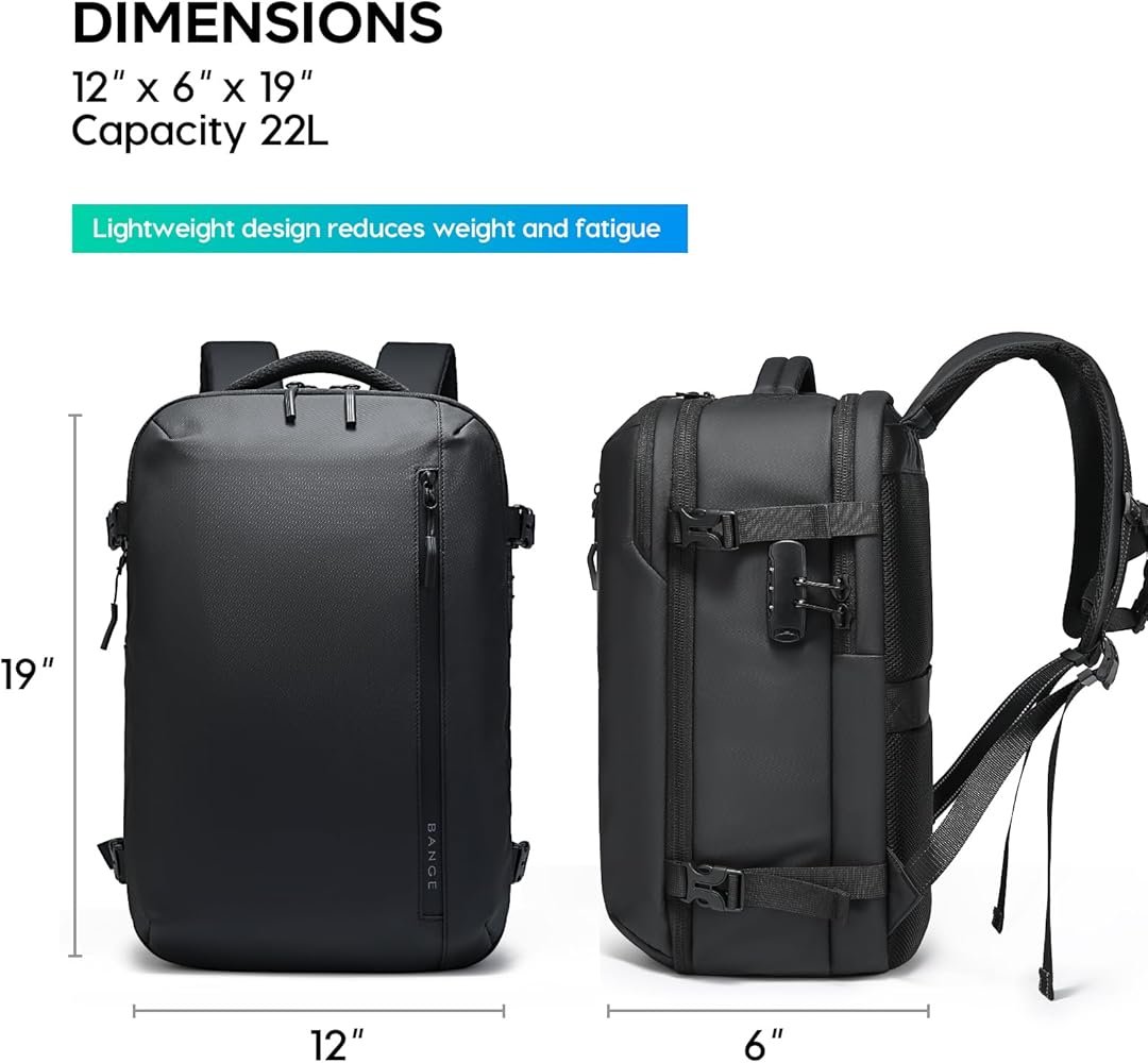 Sac à dos BANGE à système de compression d'air avec balance électronique, sac à dos de voyage extensible pour avions