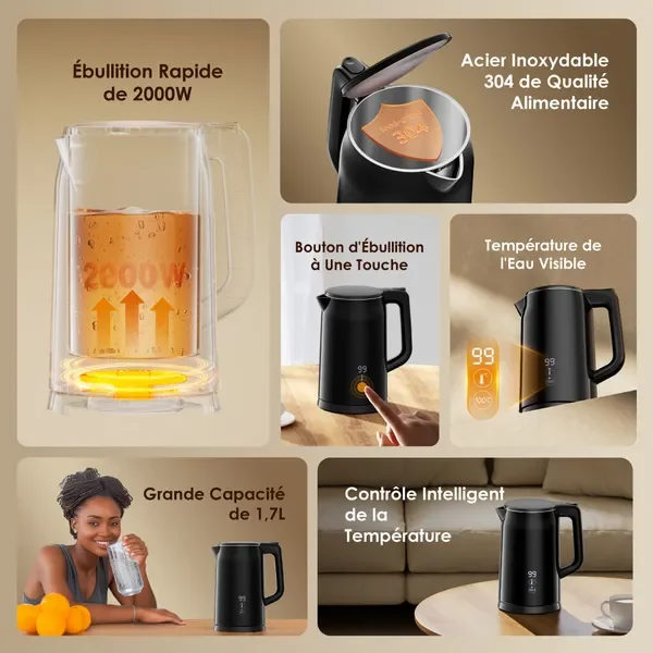 Oraimo SmartKettle Byte Bouilloire Électrique 2000W Acier Inoxydable 304