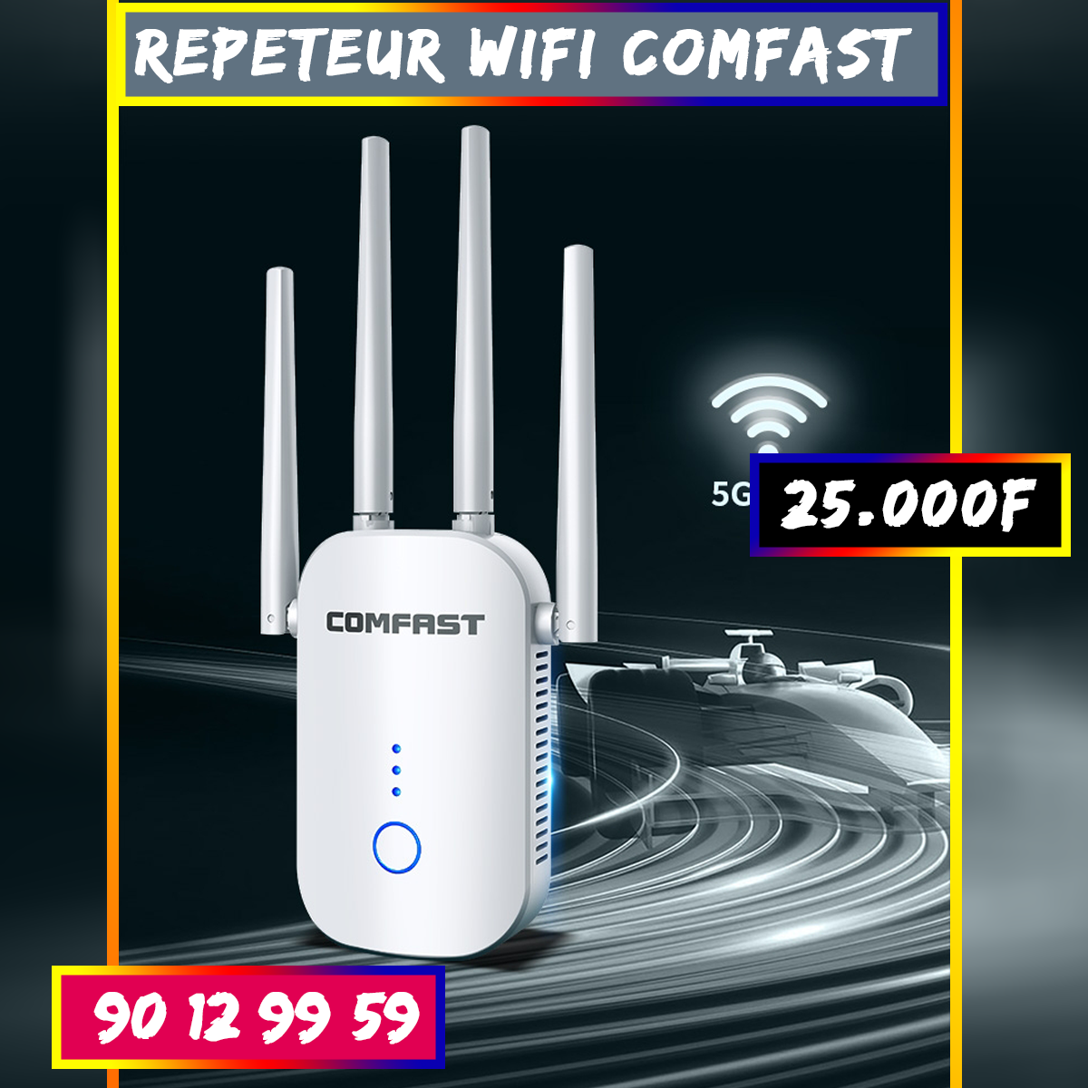 Répéteur Wi-Fi COMFAST, très performant avec 4 antennes, avec une capacité de connexion 4G et 5G
