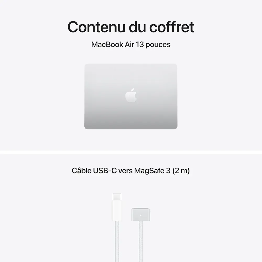 Apple MacBook Air 13 Pouces Portable avec Puce M5 : Conçu pour l’IA, Écran Liquid Retina 13,6 Pouces, Mémoire unifiée 16 Go, SSD 512 Go, Caméra Center Stage 12 MP, Touch ID, Wi-FI 7 ; Argent