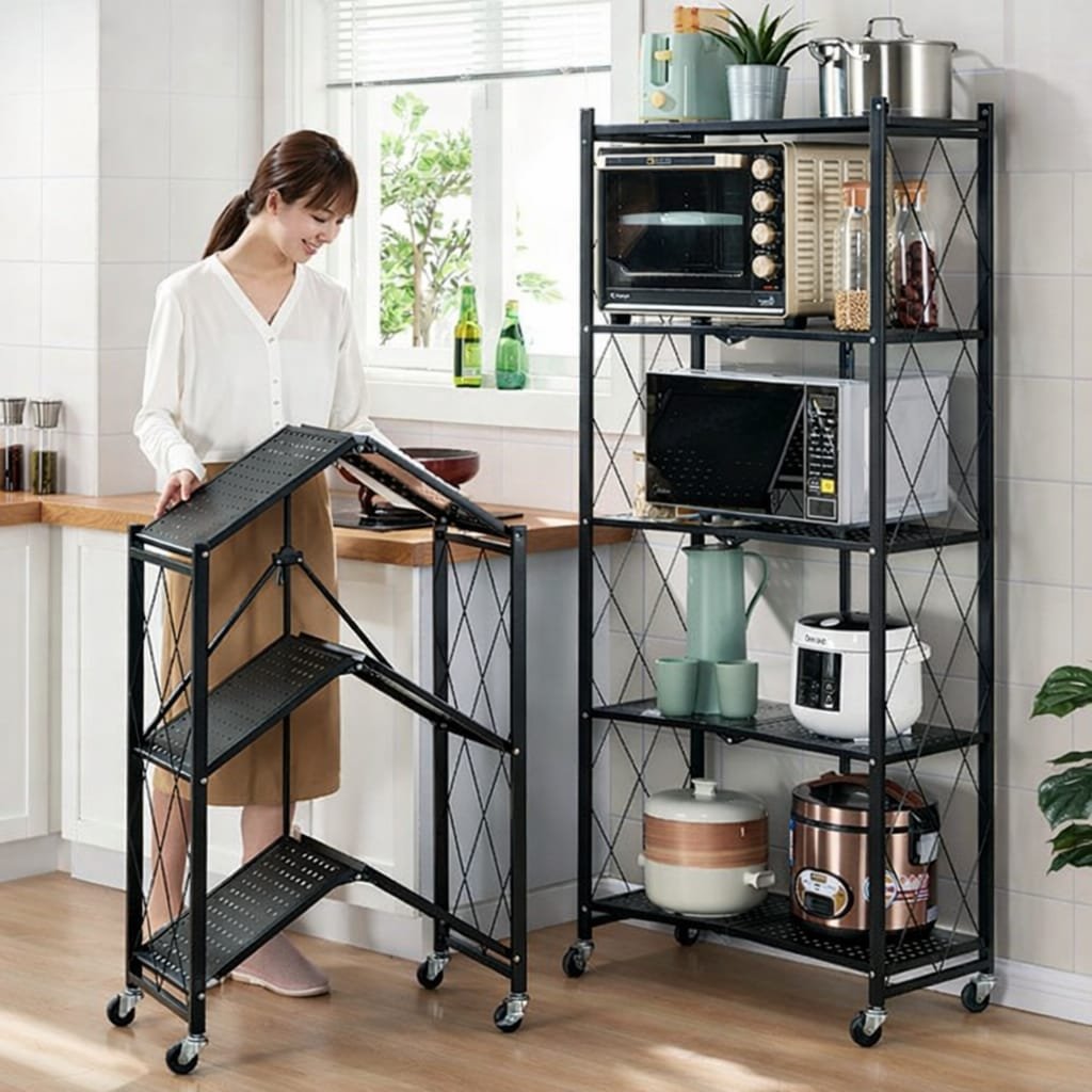 🛒 Étagère multifonction avec roulettes ✔️ Solide et durable en métal ✔️ Design moderne – gain de place ✔️ Facile à déplacer (roulettes).