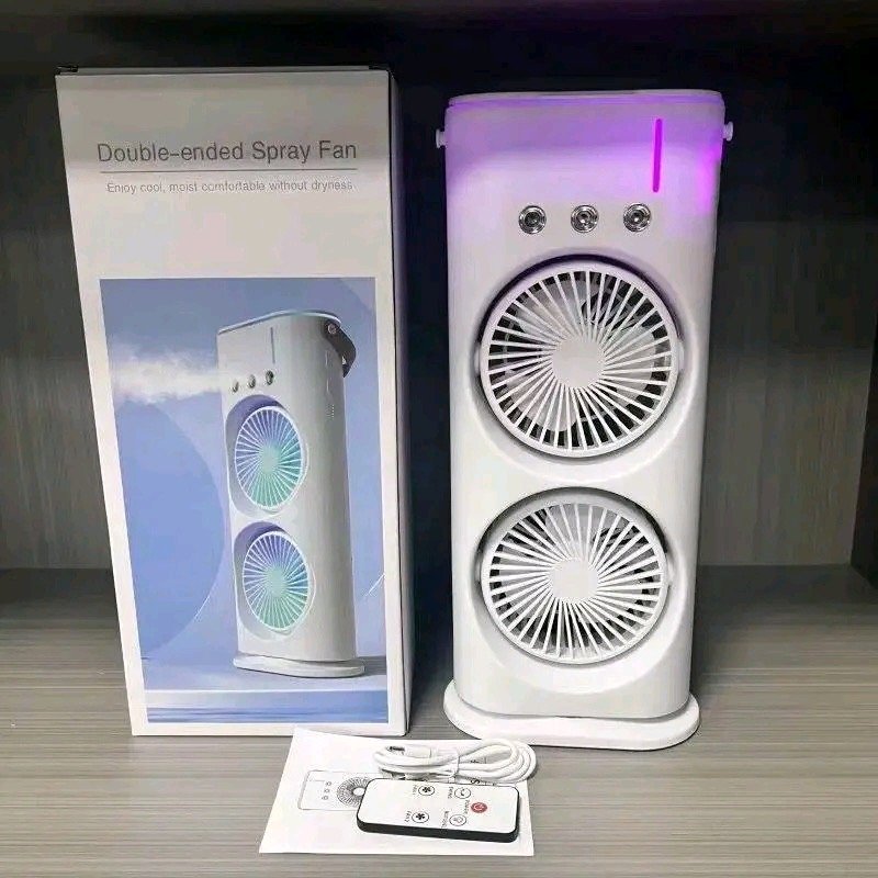 VENTILATEUR DOUBLE AVEC BRUMISATEUR RECHARGEABLE