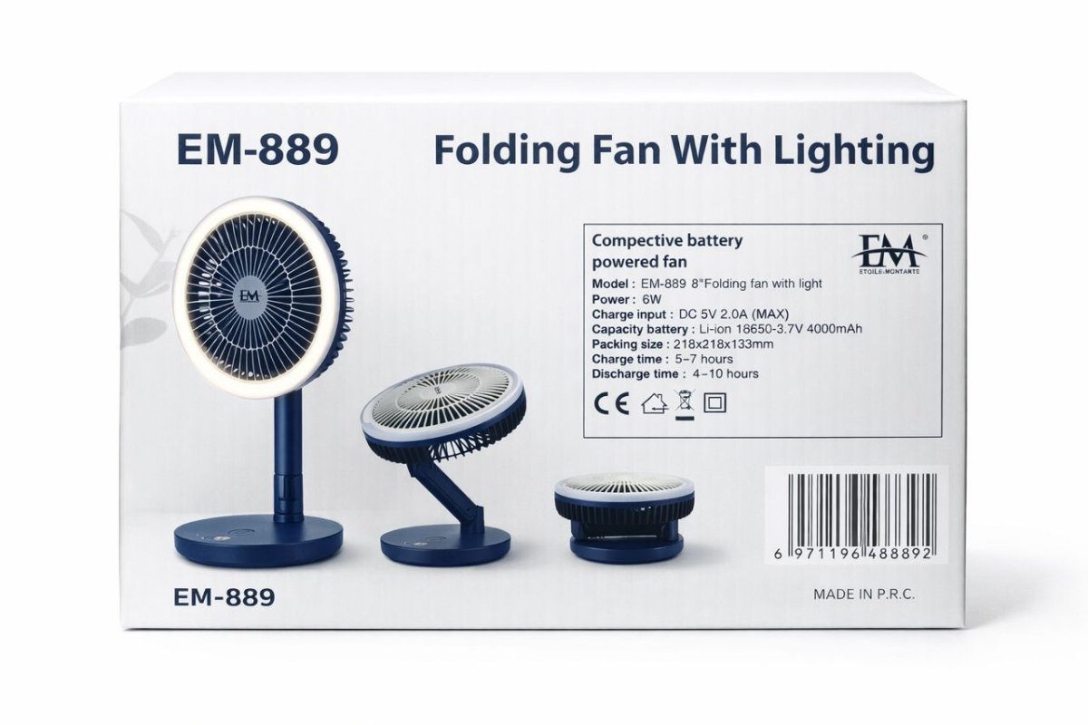 VENTILATEUR + LUMIÈRE LED 2 EN 1 (EM-889)