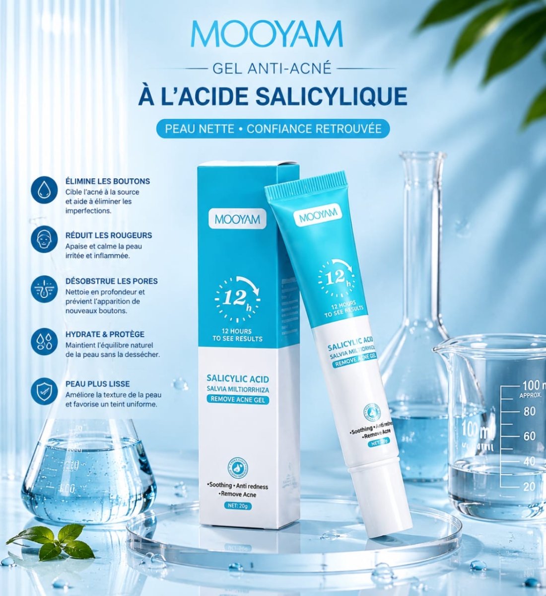 : MOOYAM Gel Anti-Acné à l’Acide Salicylique.