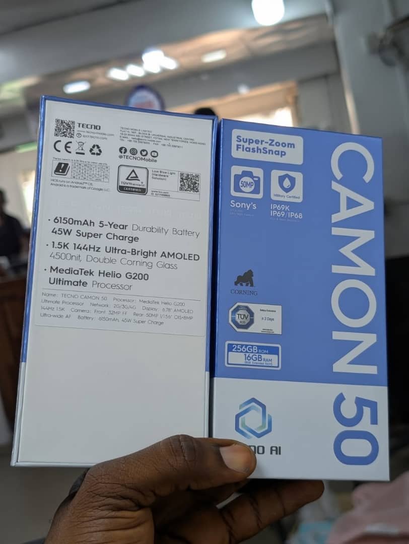 Tecno Camon 50simple📦 256giga Ram 8