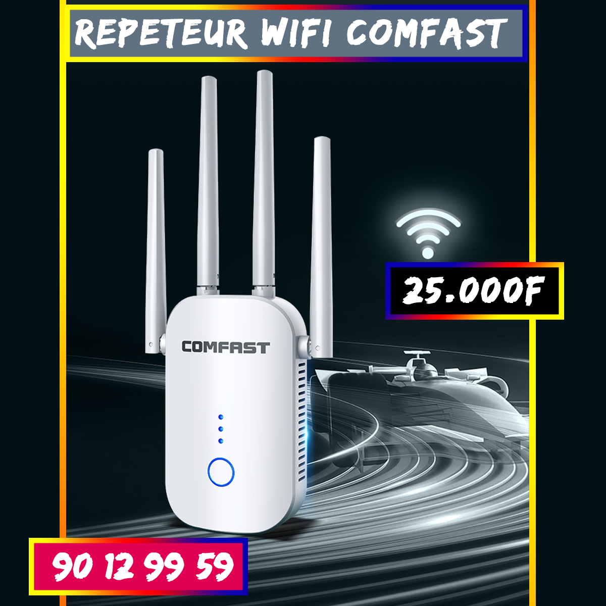 Répéteur Wi-Fi COMFAST, très performant avec 4 antennes, avec une capacité de connexion 4G et 5G